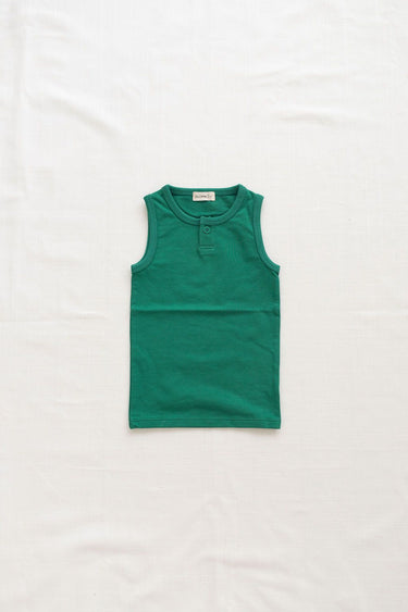 Fin & Vince Button Tank, Emerald